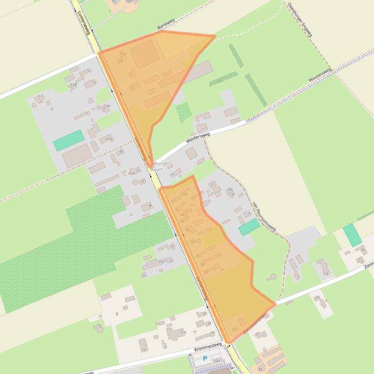 Kaart van postcodegebied 6718WG.