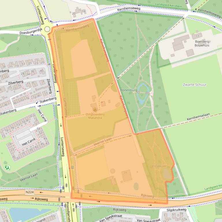 Kaart van postcodegebied 6718WJ.