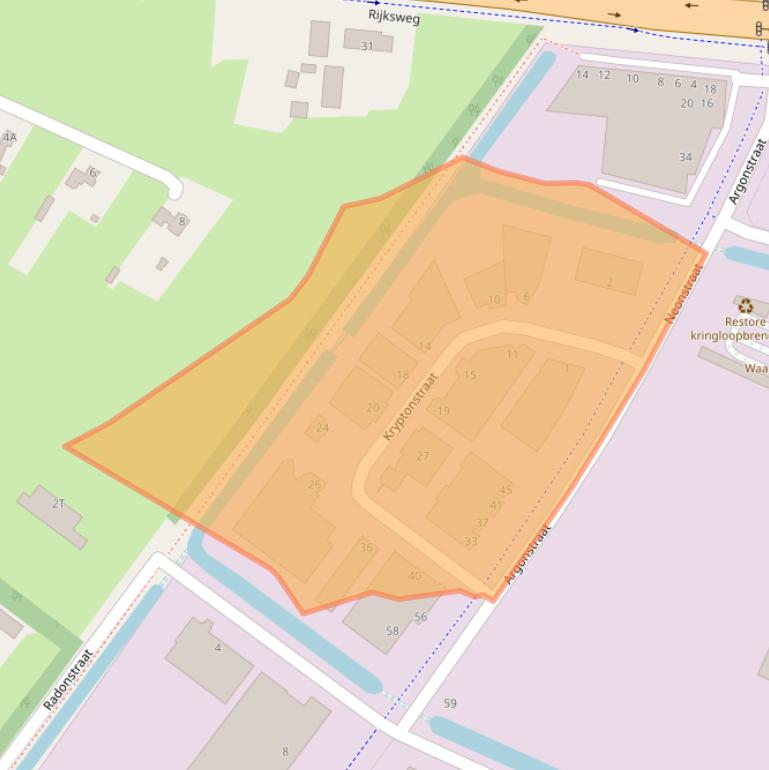 Kaart van postcodegebied 6718WR.