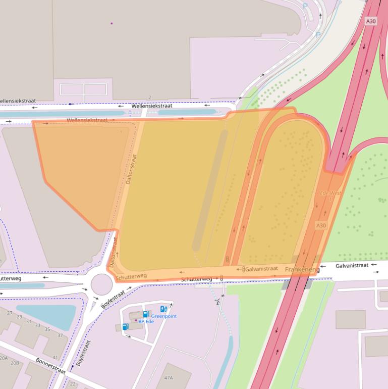 Kaart van postcodegebied 6718XD.