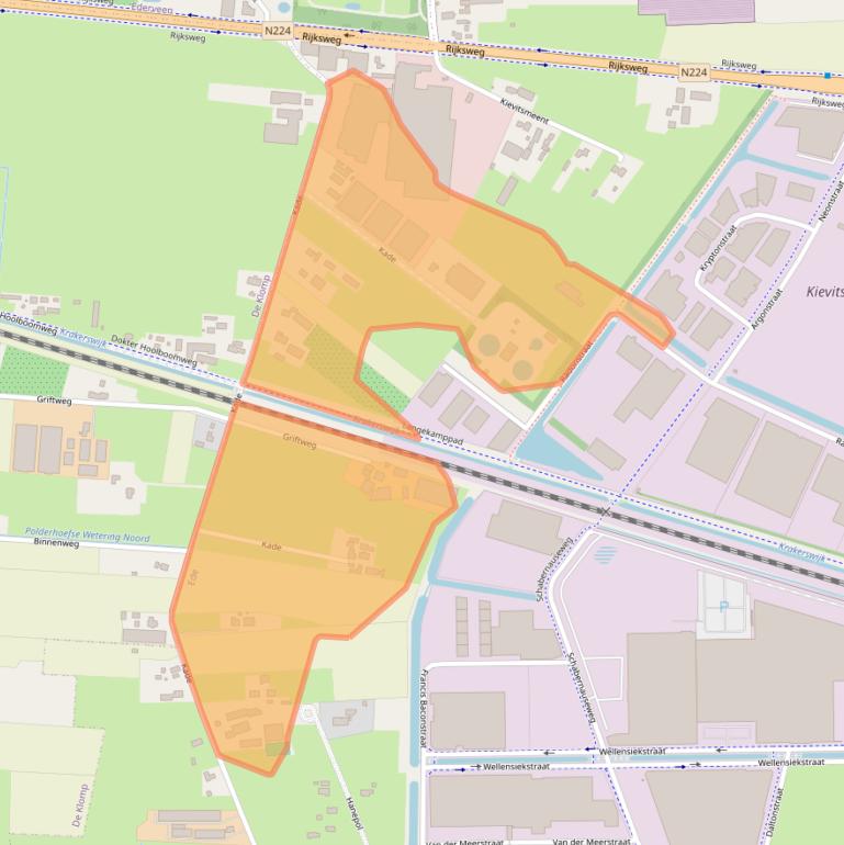 Kaart van postcodegebied 6718XG.