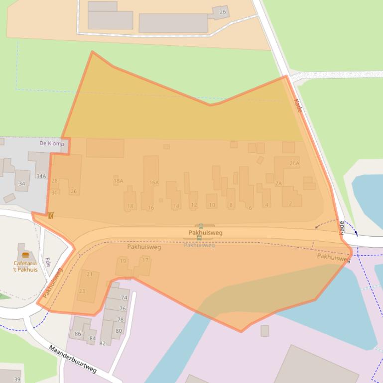 Kaart van postcodegebied 6718XJ.