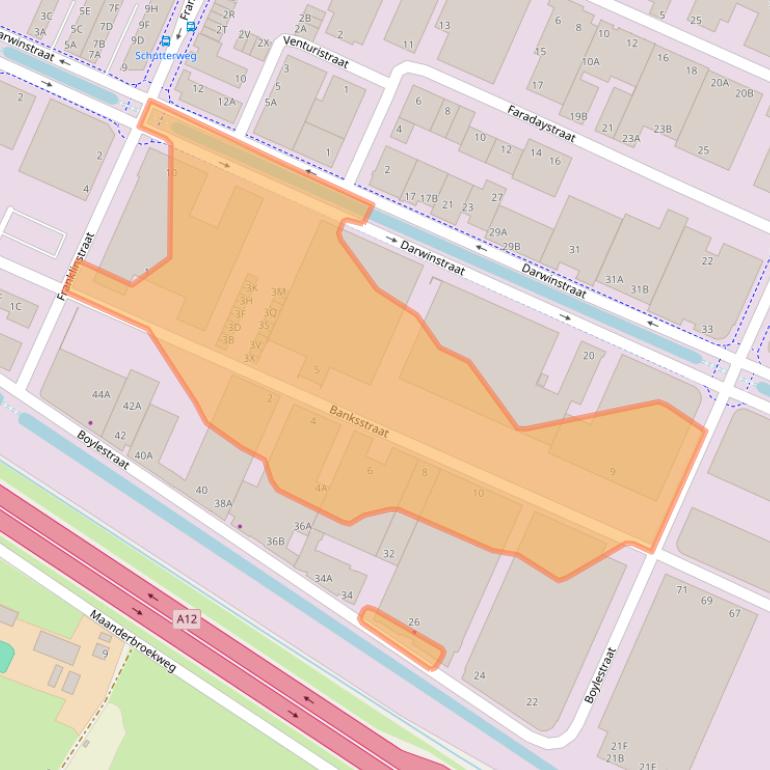 Kaart van postcodegebied 6718XP.