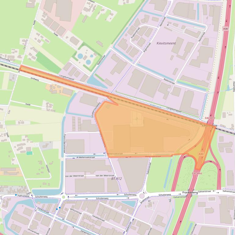 Kaart van postcodegebied 6718XZ.