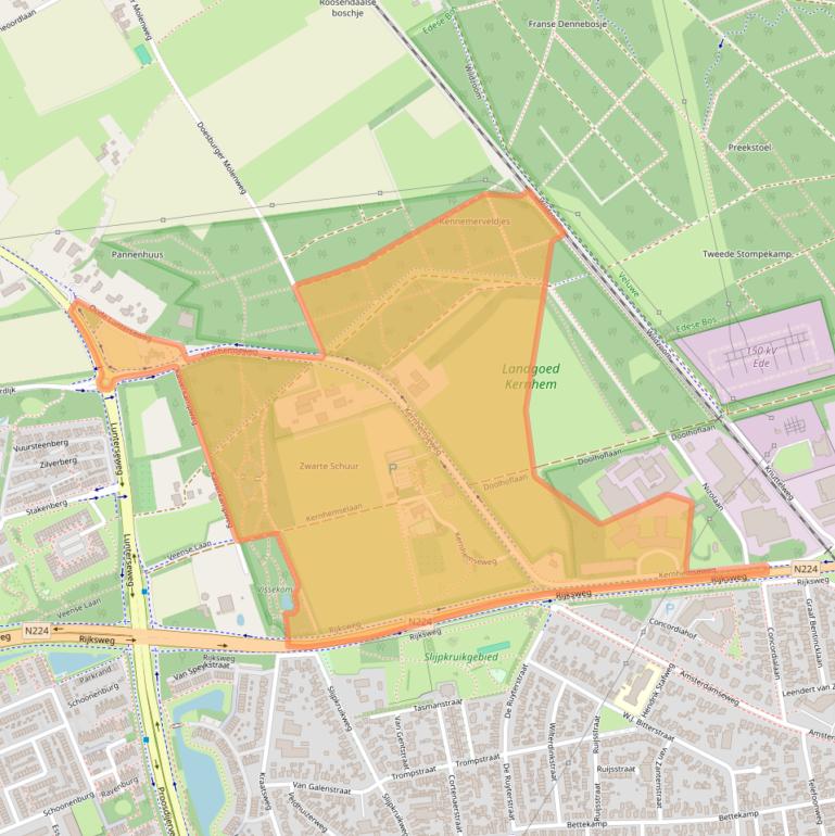 Kaart van postcodegebied 6718ZB.
