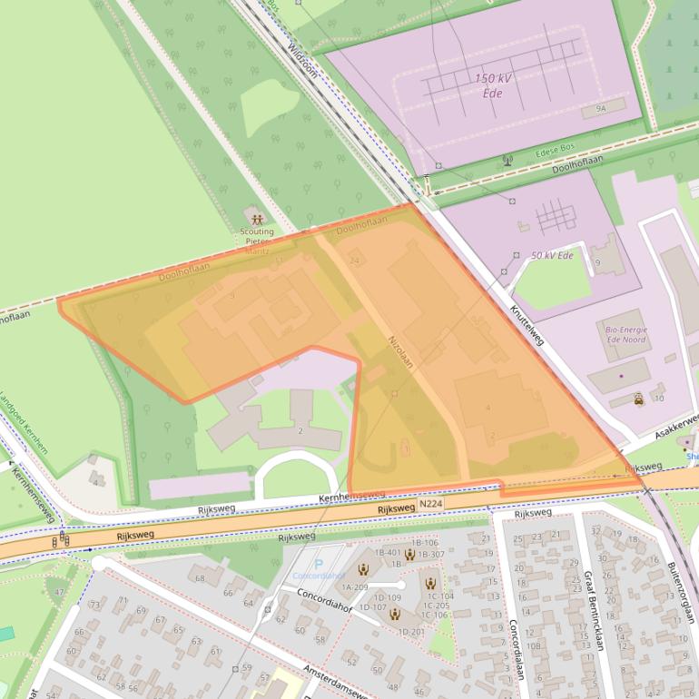 Kaart van postcodegebied 6718ZC.