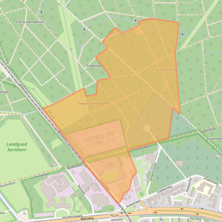 Kaart van postcodegebied 6718ZD.