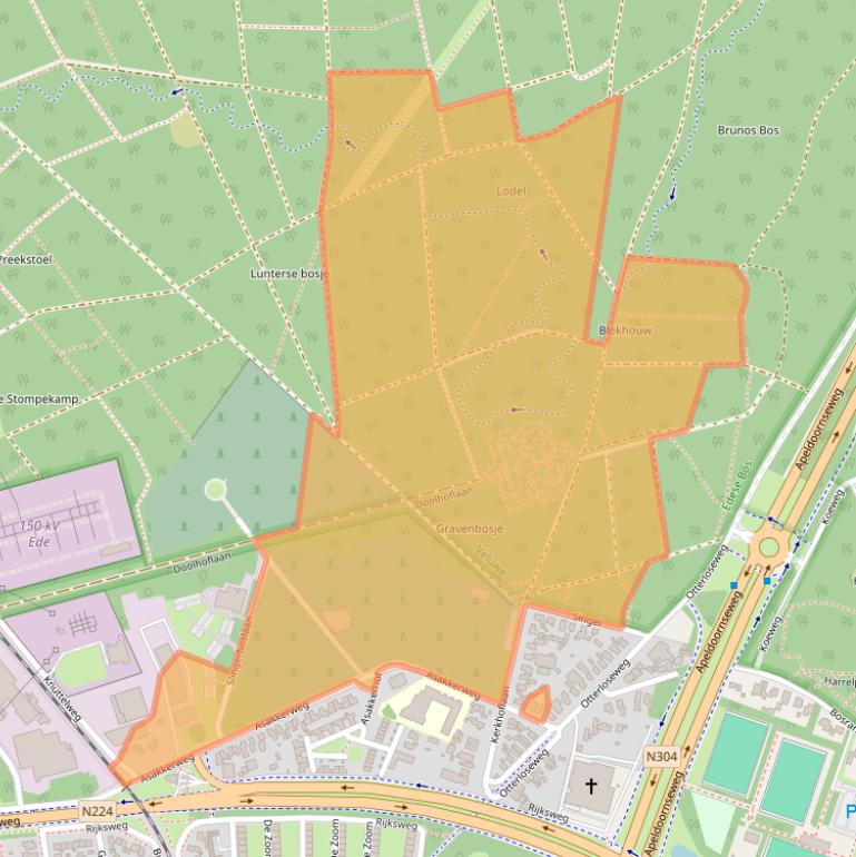 Kaart van postcodegebied 6718ZG.