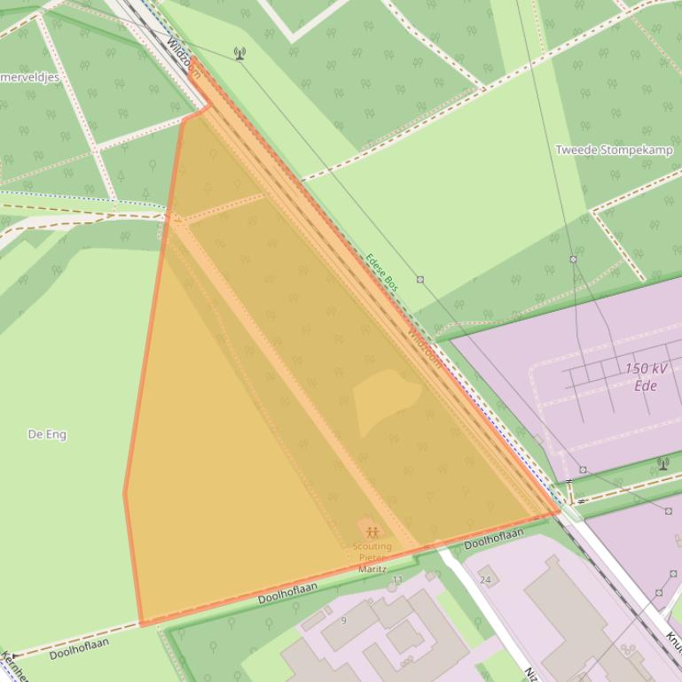 Kaart van postcodegebied 6718ZP.