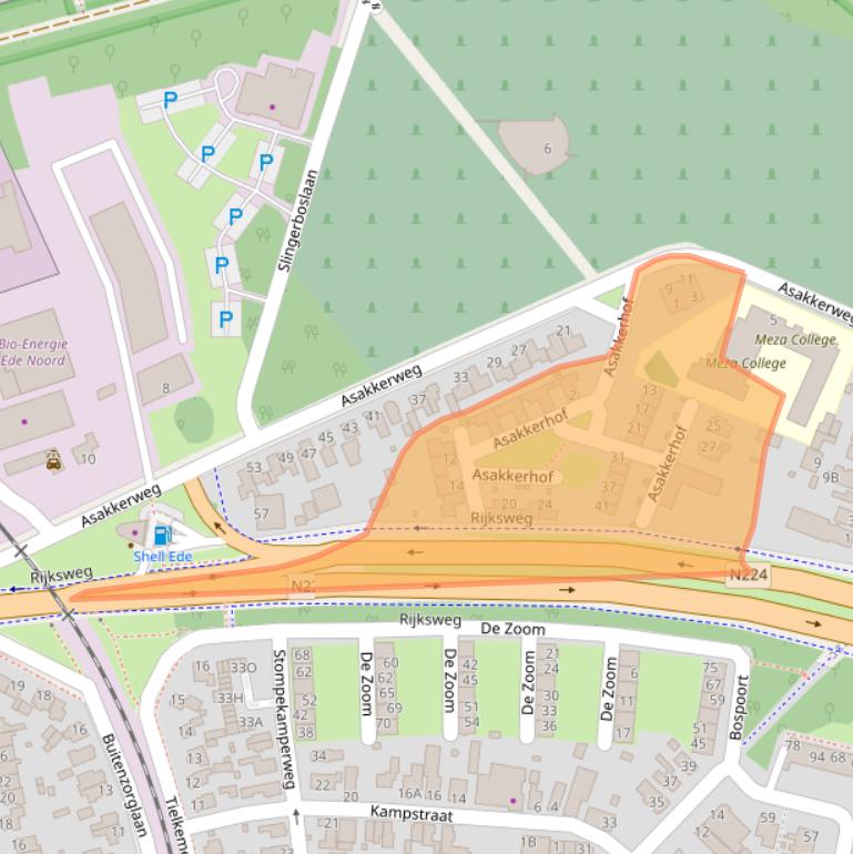 Kaart van postcodegebied 6718ZR.