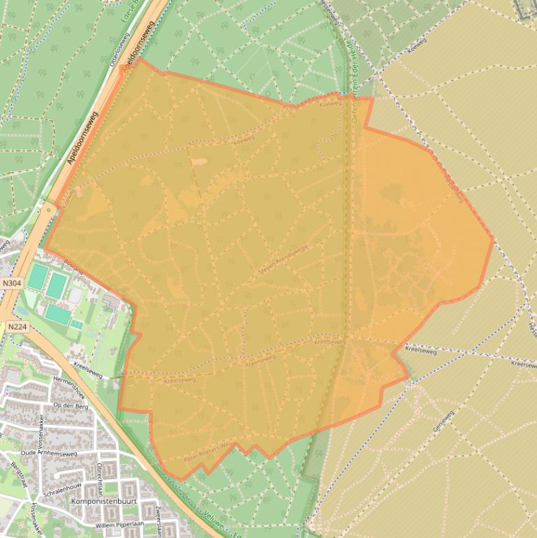 Kaart van postcodegebied 6718ZZ.