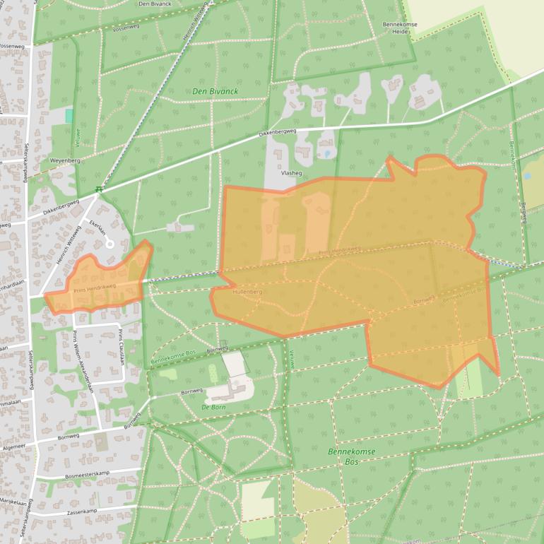 Kaart van postcodegebied 6721AD.