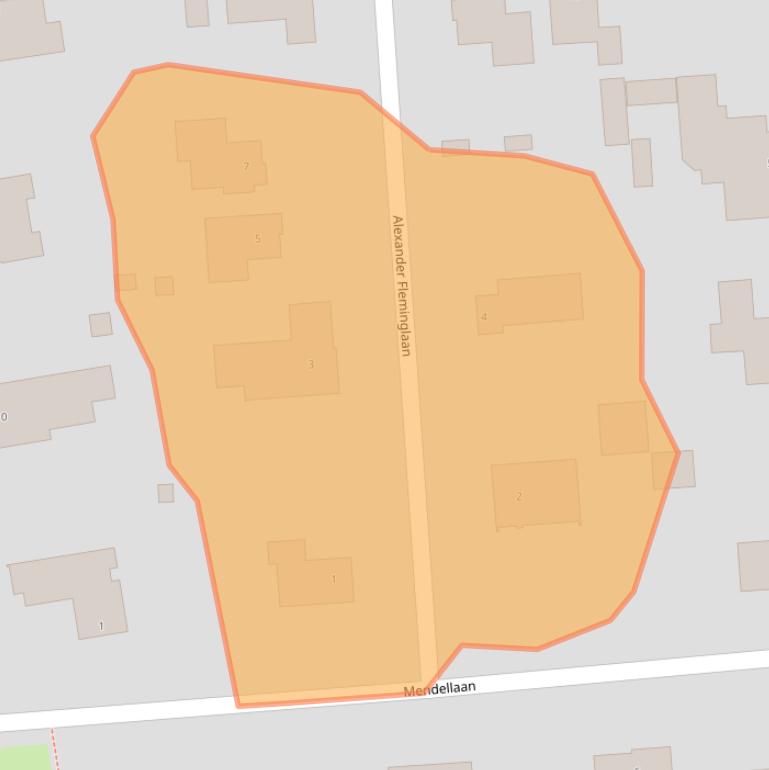 Kaart van postcodegebied 6721BA.