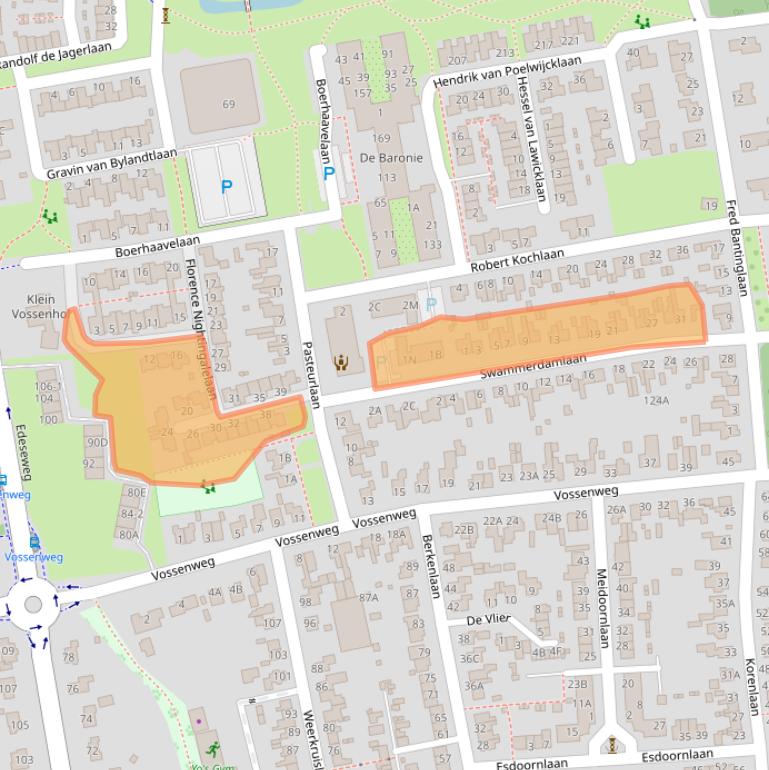 Kaart van postcodegebied 6721BJ.