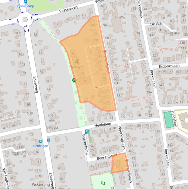 Kaart van postcodegebied 6721BS.