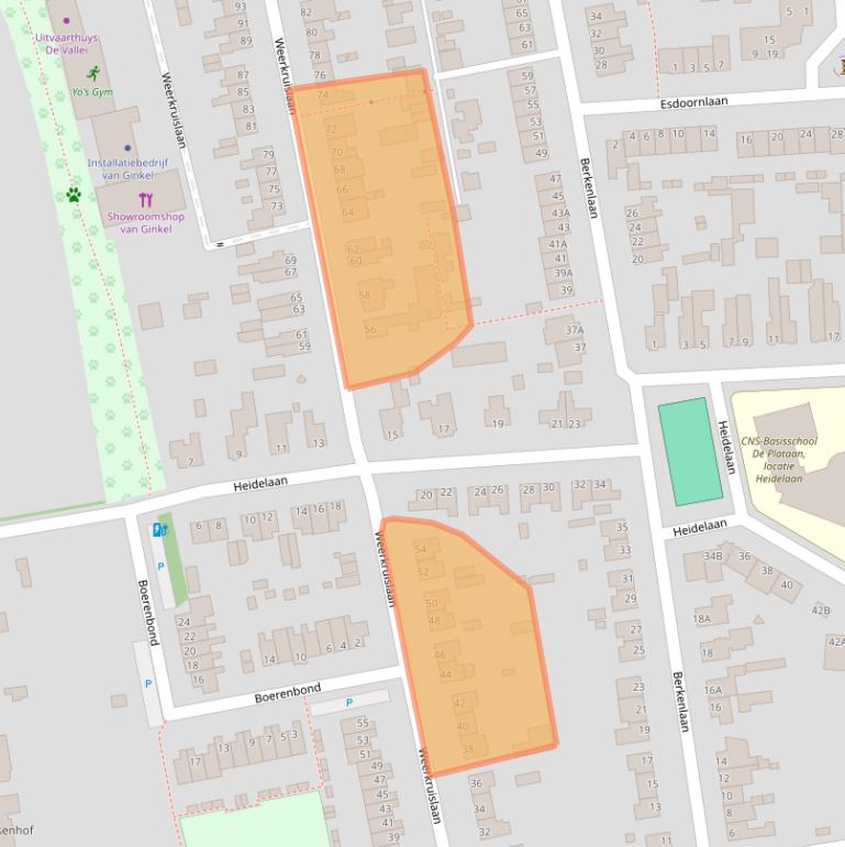 Kaart van postcodegebied 6721BV.