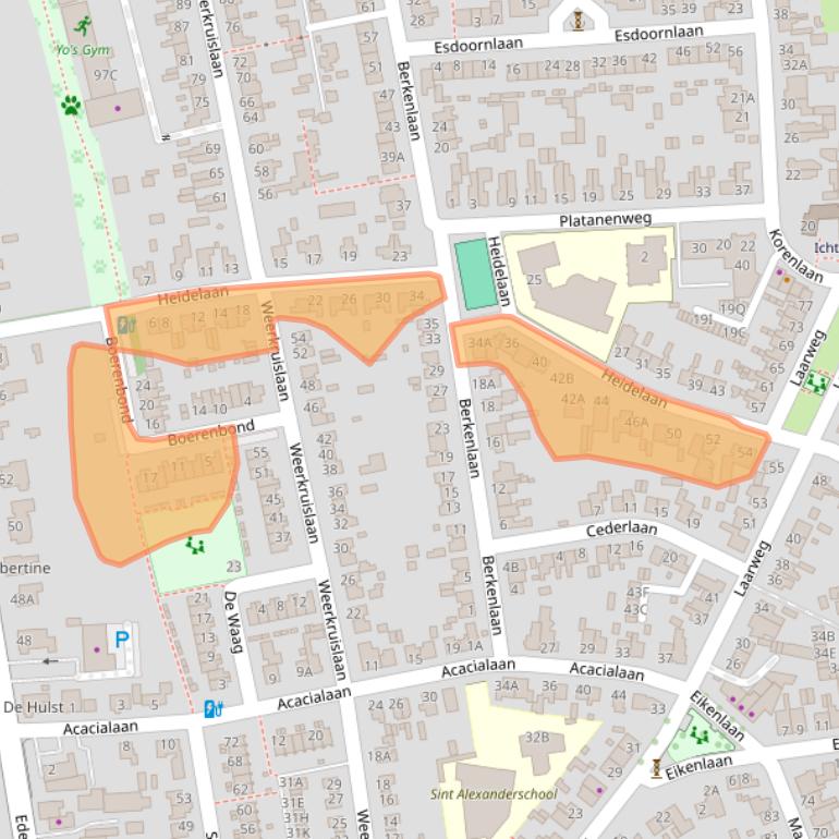 Kaart van postcodegebied 6721CL.