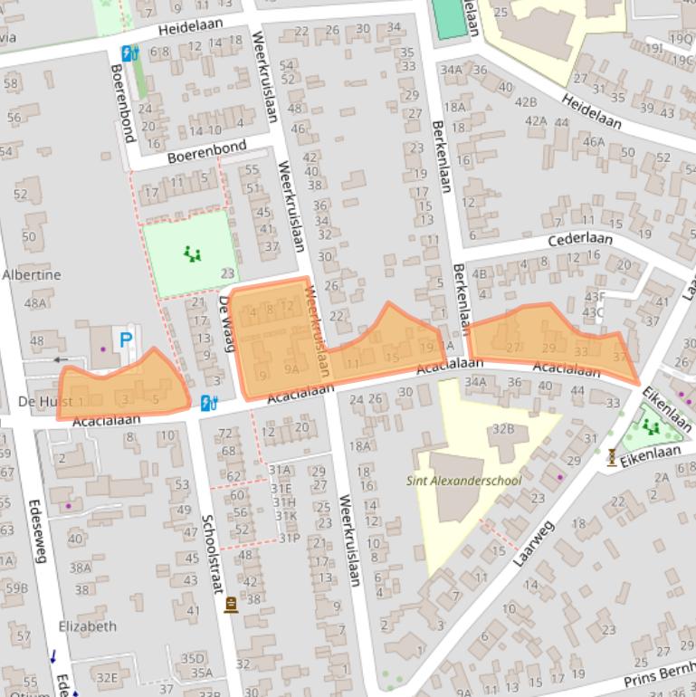 Kaart van postcodegebied 6721CN.