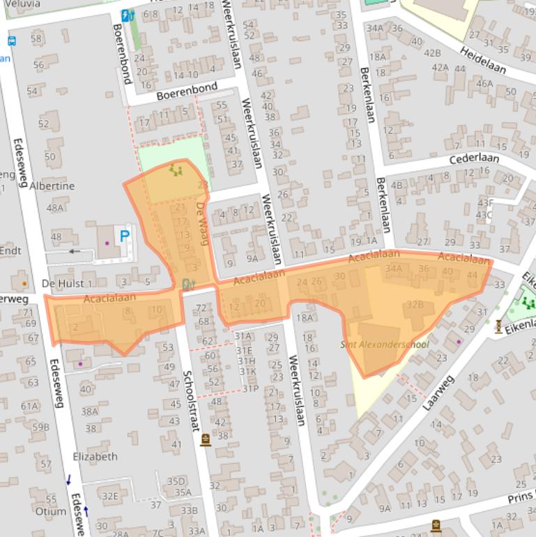 Kaart van postcodegebied 6721CP.