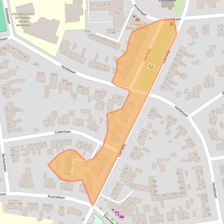 Kaart van postcodegebied 6721DB.