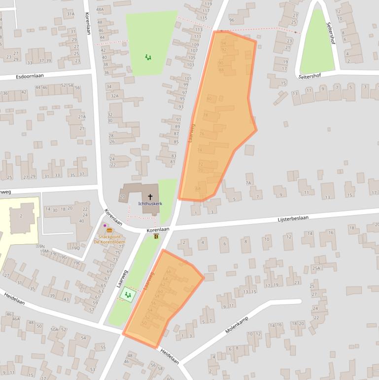 Kaart van postcodegebied 6721DG.