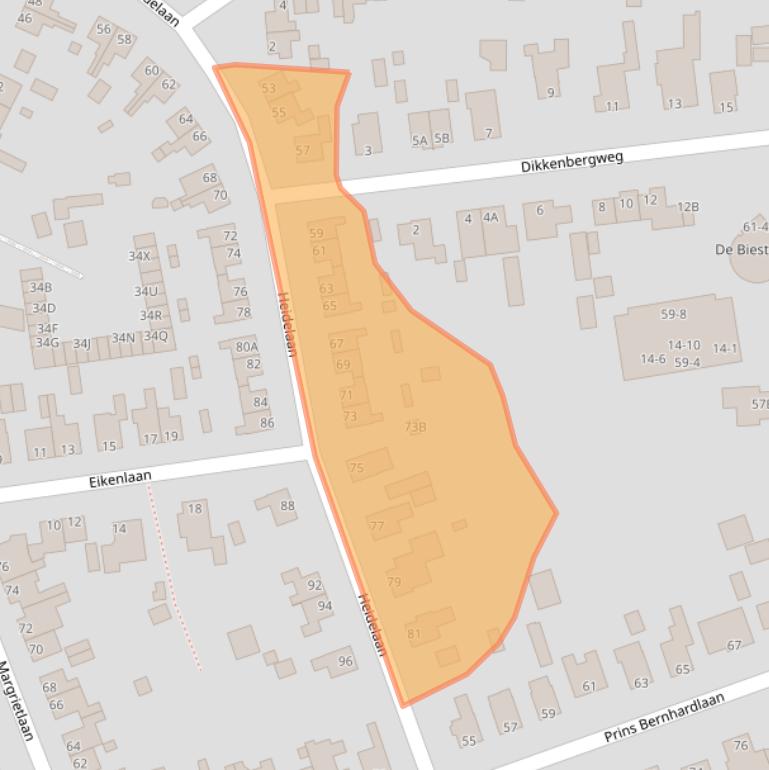 Kaart van postcodegebied 6721DJ.