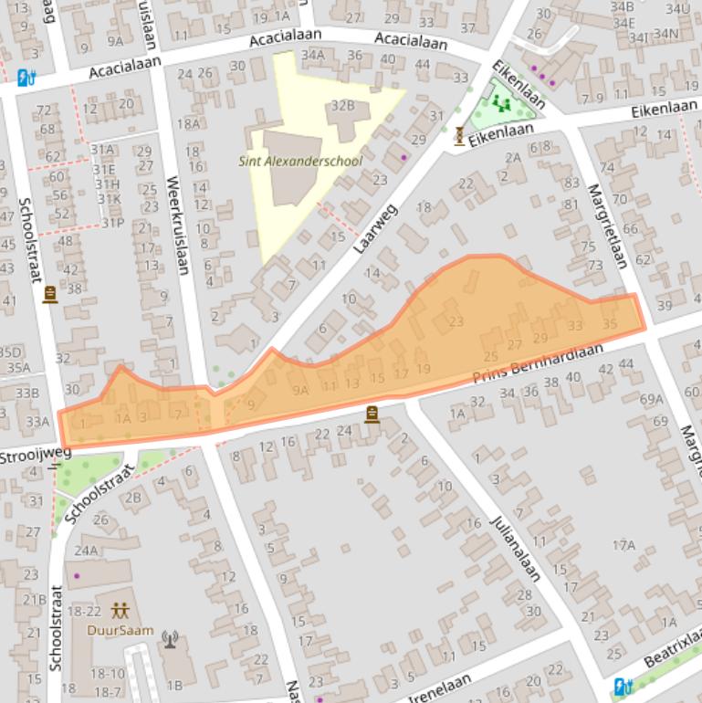 Kaart van postcodegebied 6721DN.