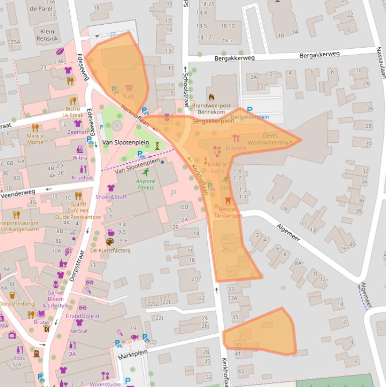 Kaart van postcodegebied 6721EW.