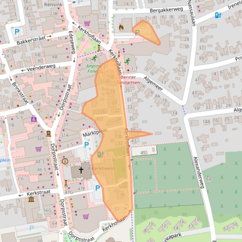 Kaart van postcodegebied 6721EZ.