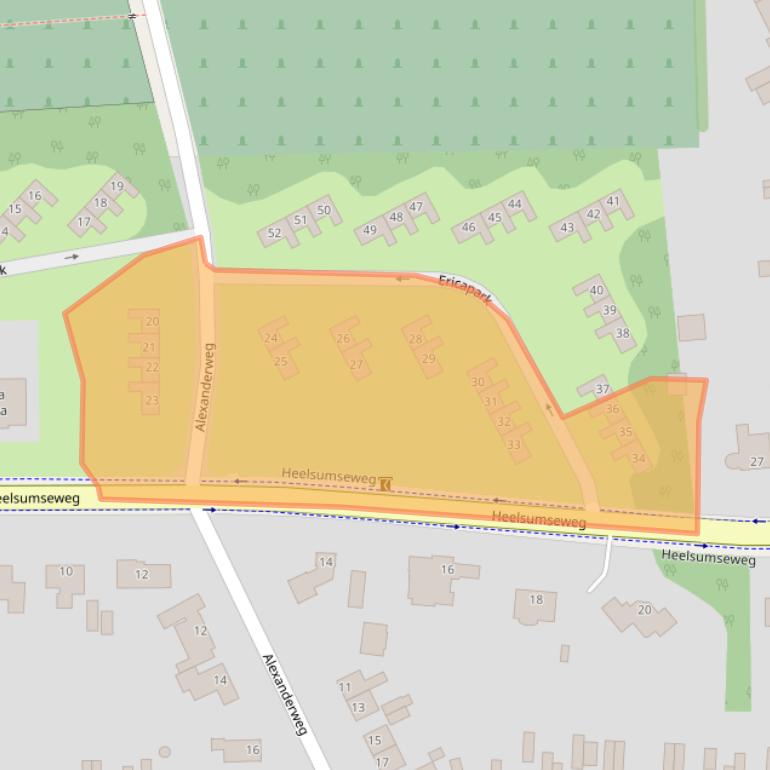 Kaart van postcodegebied 6721GJ.