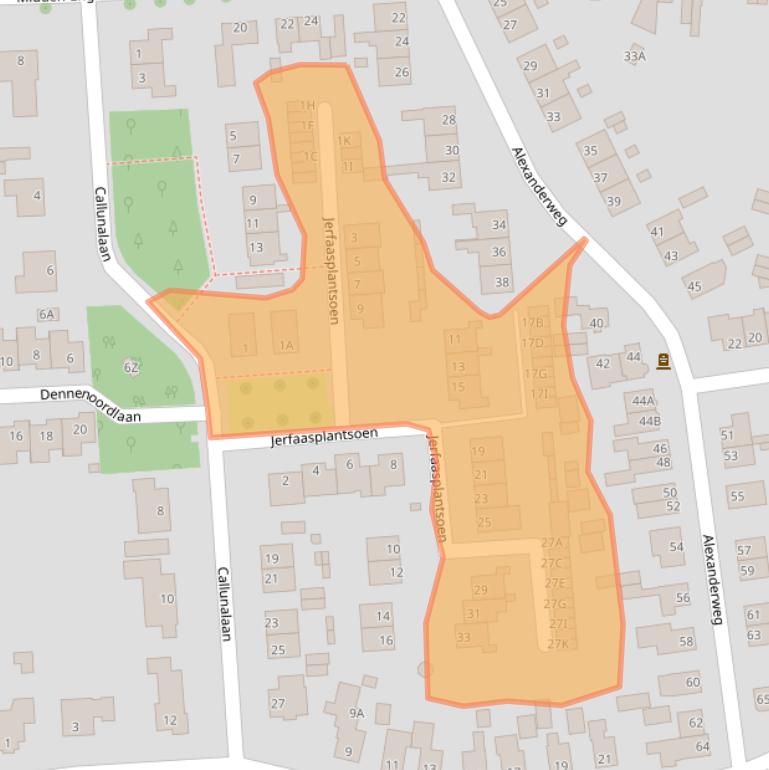 Kaart van postcodegebied 6721HB.
