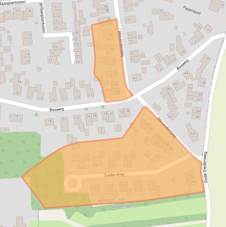 Kaart van postcodegebied 6721HH.