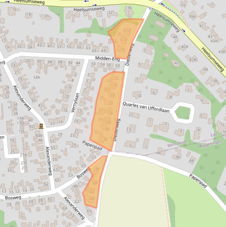 Kaart van postcodegebied 6721HR.