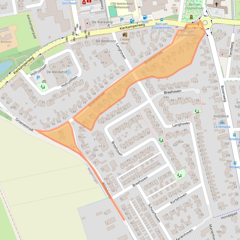 Kaart van postcodegebied 6721JA.