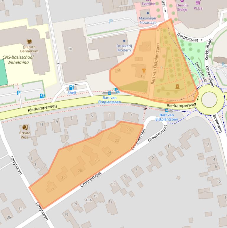 Kaart van postcodegebied 6721JB.