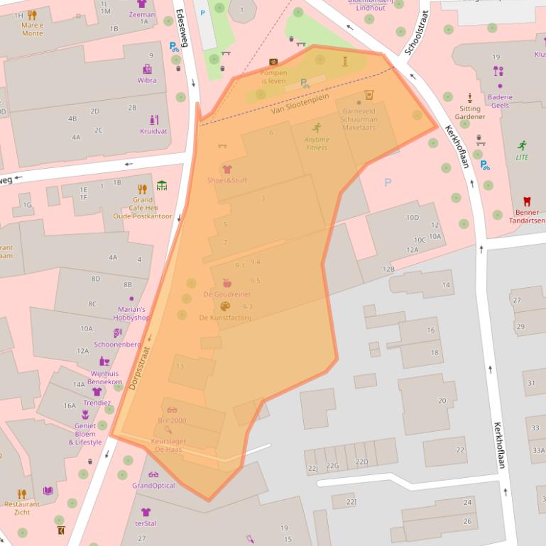 Kaart van postcodegebied 6721JH.