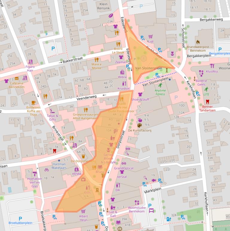 Kaart van postcodegebied 6721JK.