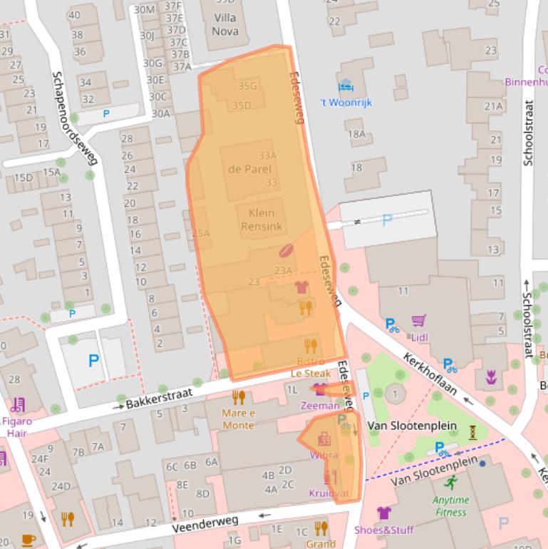 Kaart van postcodegebied 6721JN.