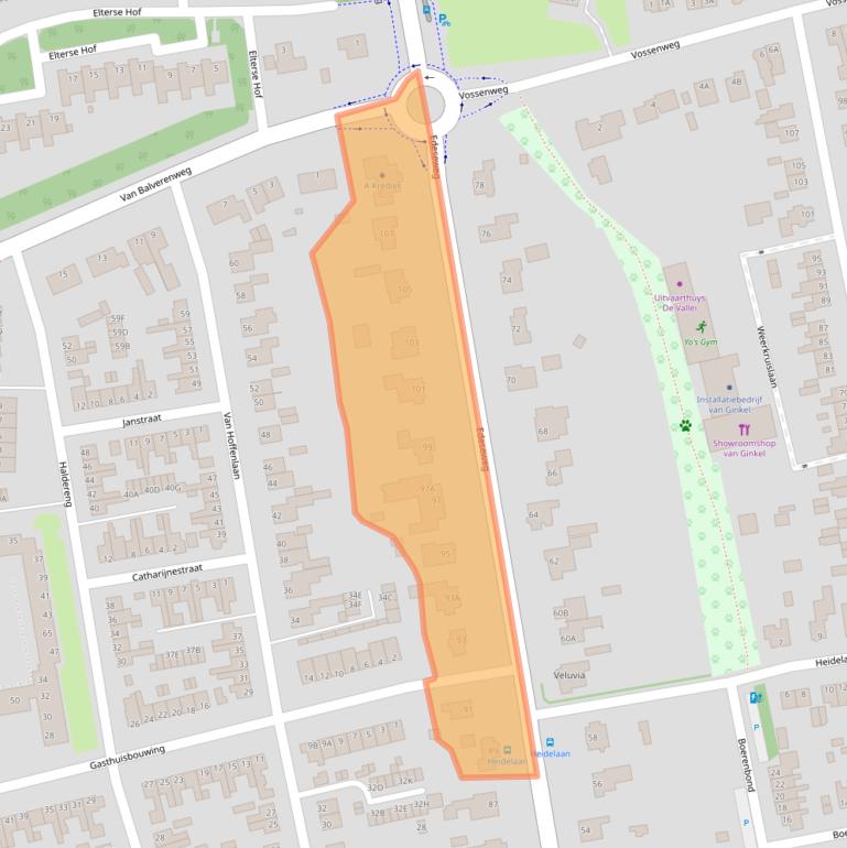 Kaart van postcodegebied 6721JS.