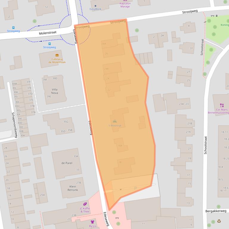 Kaart van postcodegebied 6721JW.