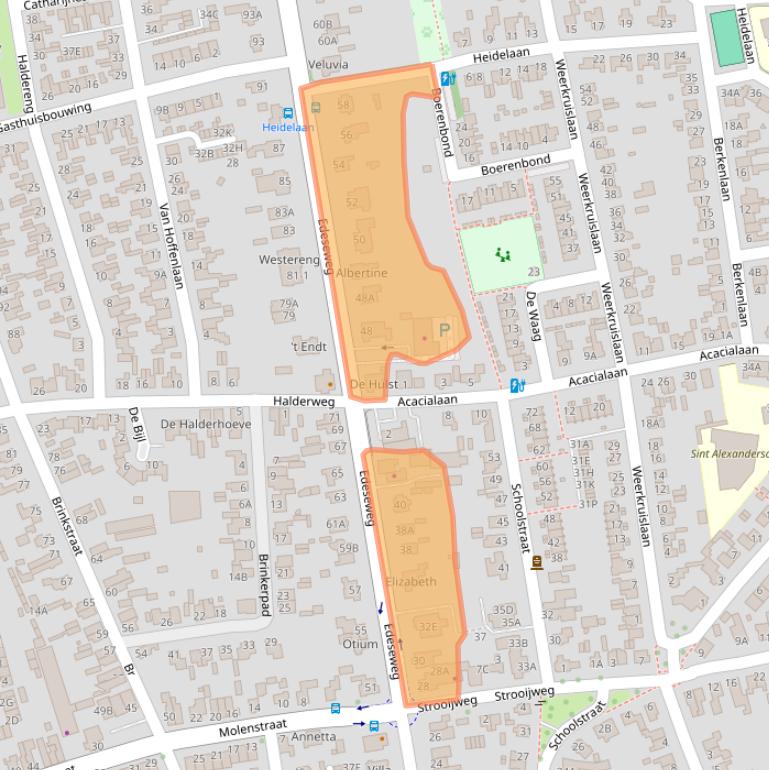 Kaart van postcodegebied 6721JX.