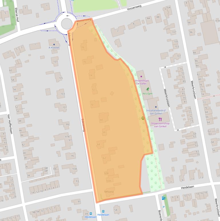 Kaart van postcodegebied 6721JZ.