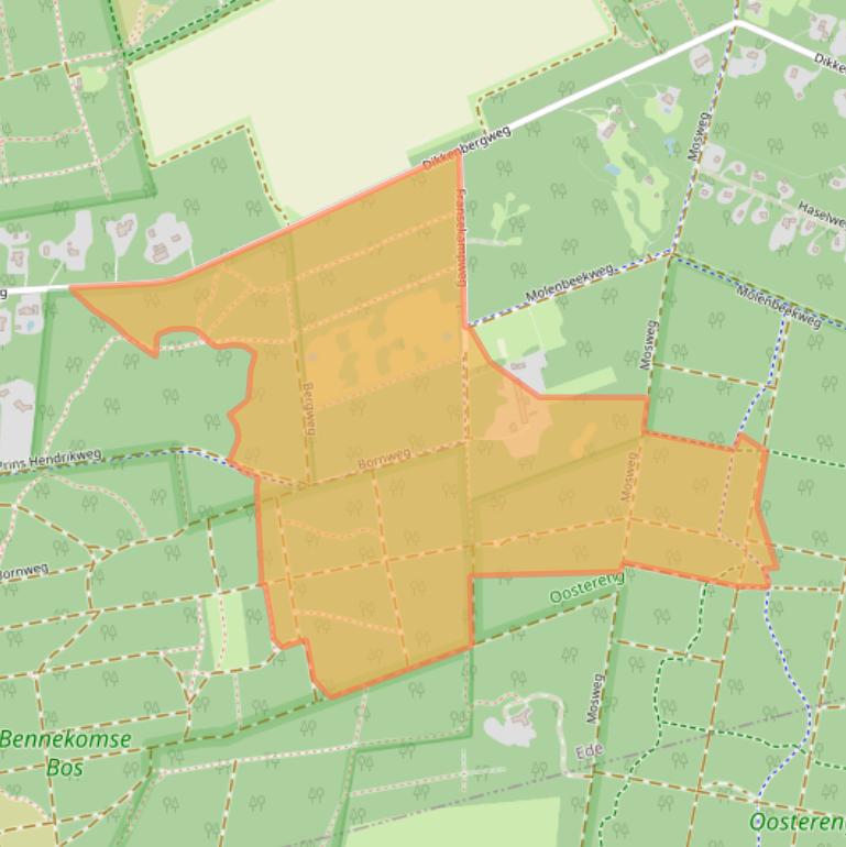 Kaart van postcodegebied 6721MC.