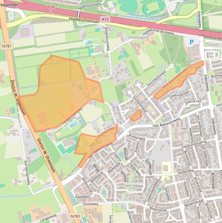 Kaart van postcodegebied 6721MP.