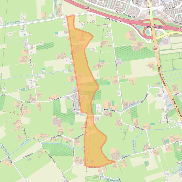 Kaart van postcodegebied 6721NJ.