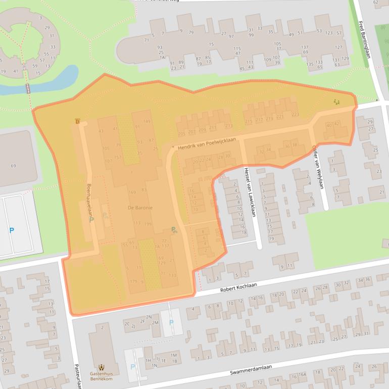 Kaart van postcodegebied 6721PL.