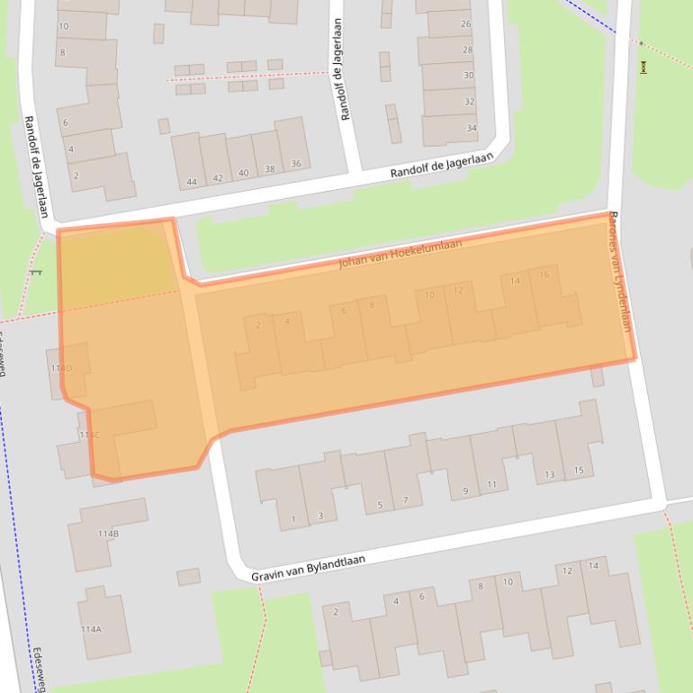 Kaart van postcodegebied 6721PP.