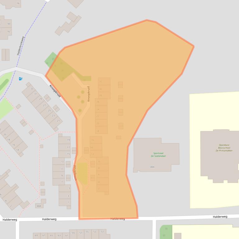 Kaart van postcodegebied 6721RA.