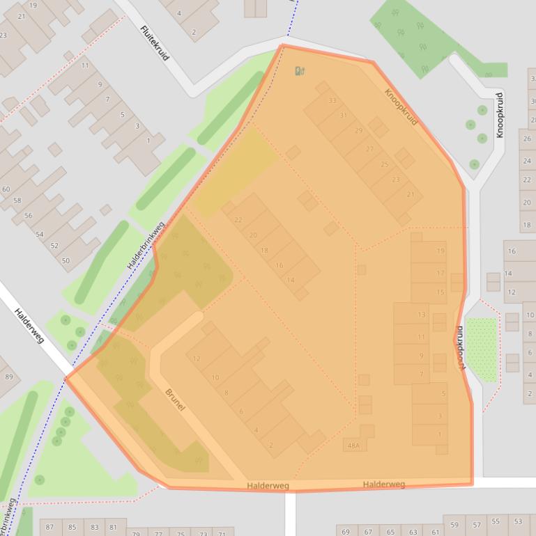 Kaart van postcodegebied 6721RB.