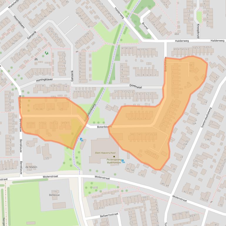 Kaart van postcodegebied 6721RC.